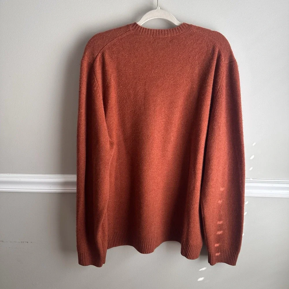 Brooks Brothers Mens Scottish Wool V Neck XXL Burnt Orange Preppy Business Cozy